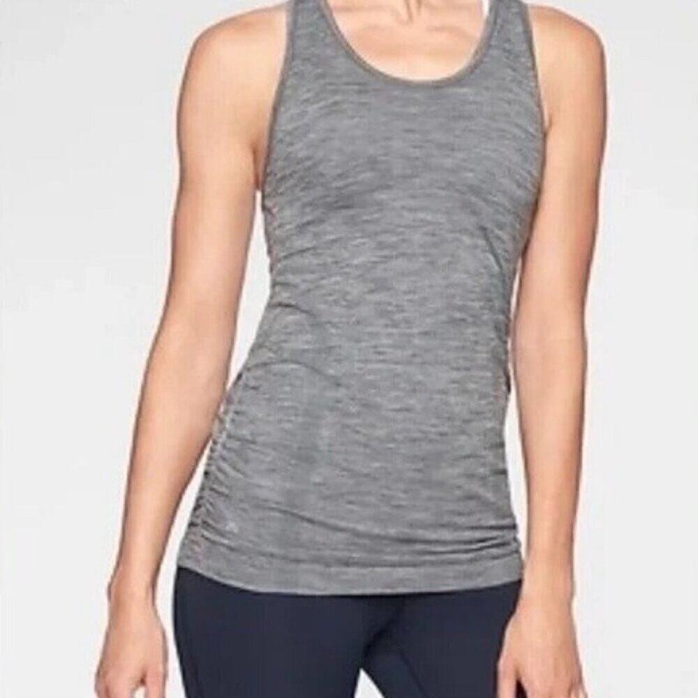 Athleta Gray Speedlight Seamless Ruched Tank Top  Sz S